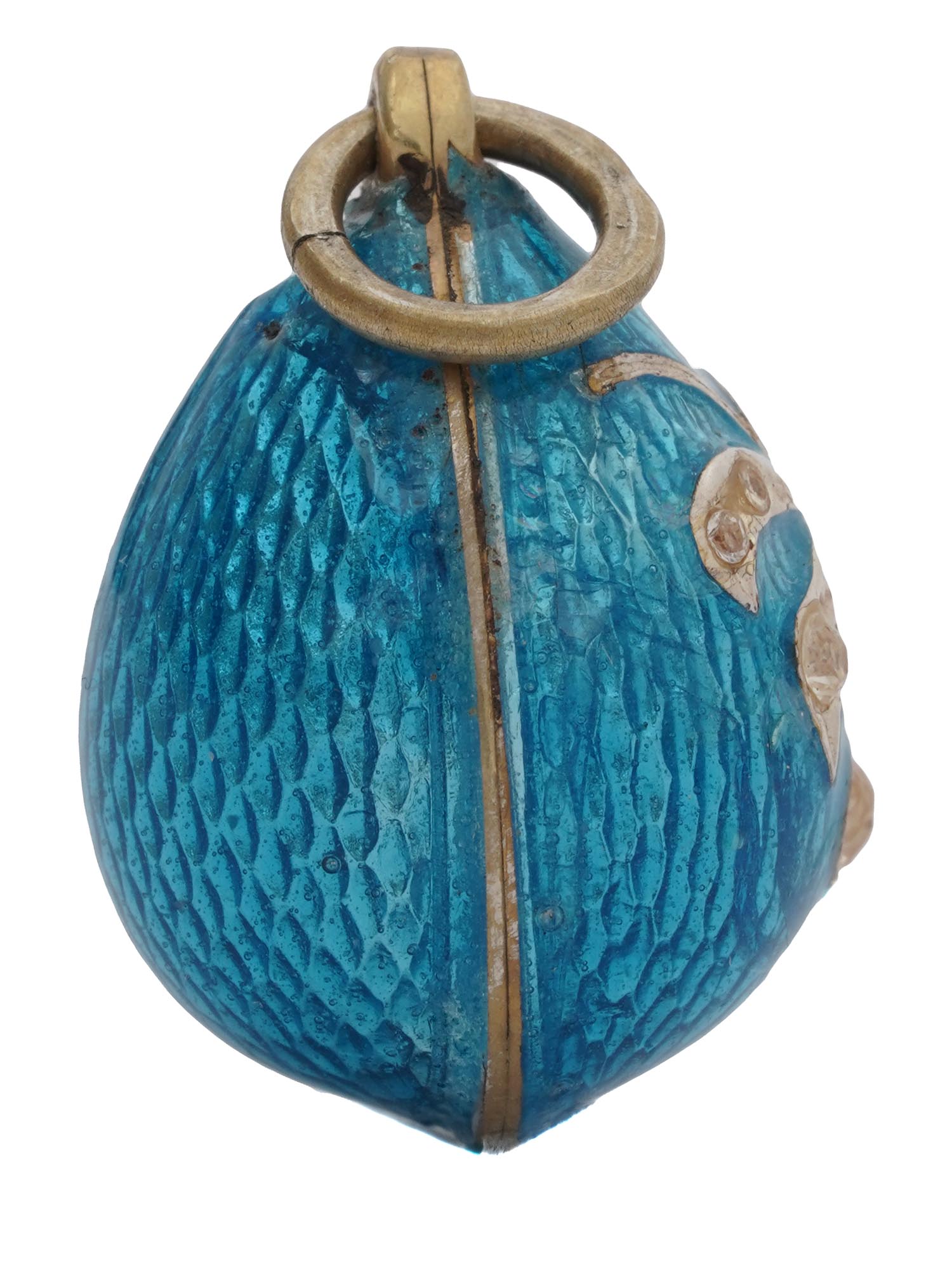 RUSSIAN SILVER GILT JEWELED ENAMEL EGG PENDANT PIC-3